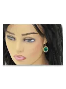 Or jaune 8 carats 333 Emerald des boucles d'oreilles vec007x-em Russe Soviétique URSS Artisanat vintage Art Deco style